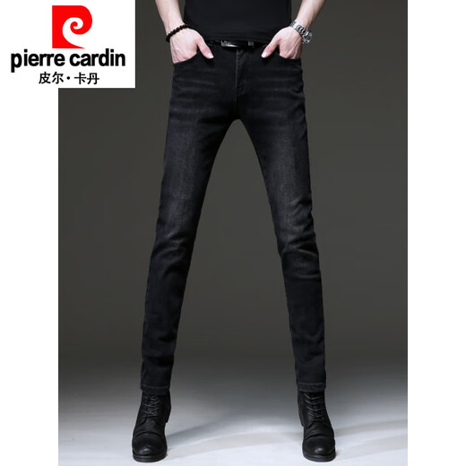 Pierre Cardin 2025 SOMMER SOMMER NEUE HIGH-End Black Strick Jeans Herrenkoreaner Stil Retro Small Foot Stretch Casual Hosen 1049 Grau [Stoff ärgerlich ärgerlich] Dünn 28 [Empfohlen 95-105Jin [Jin entspricht 0,5 kg]]