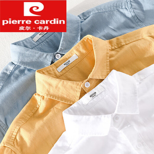 T-shirt à manches à manches courtes Pierre Cardin Cardin avec collier T-shirt en lin Vêtements d'été Yunyi-9711 jaune