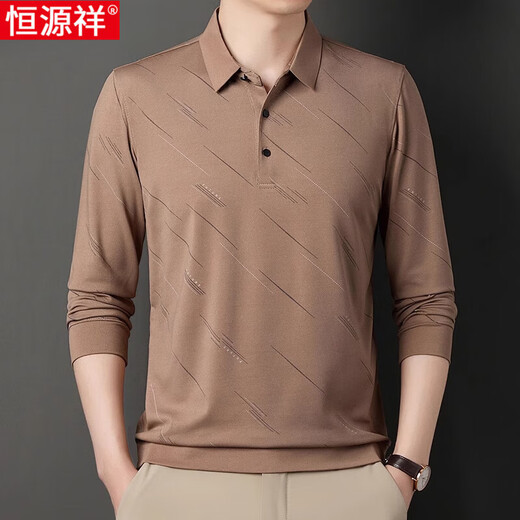 
Hengyuanxiang summer ice silk T-shirt men's long-sleeved 2025 new middle-aged and elderly casual lapel thin dad casual T-shirt 826 navy blue M 165