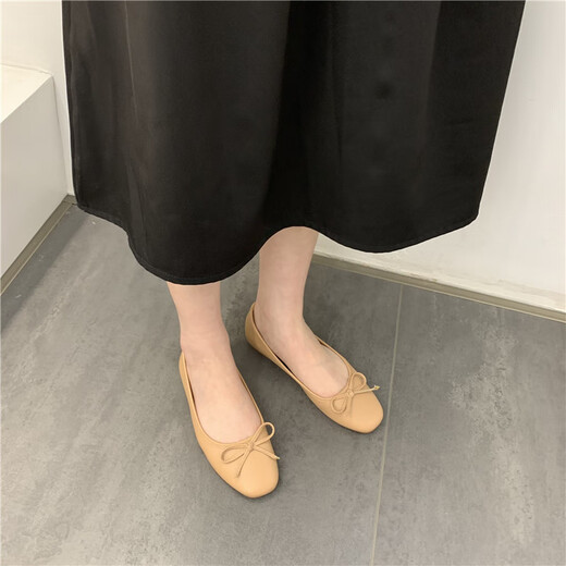 S.SOFEA zapatos de frijoles estilo hadas cómodos zapatos de tacón plano suave para mujeres Spring 683-10 Negro 38