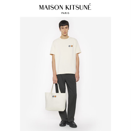 Maison Kitsune Wei Daxun Même style Couleur gras à deux t-t-t-t-t-shirts décontractés P702 [White lait] S