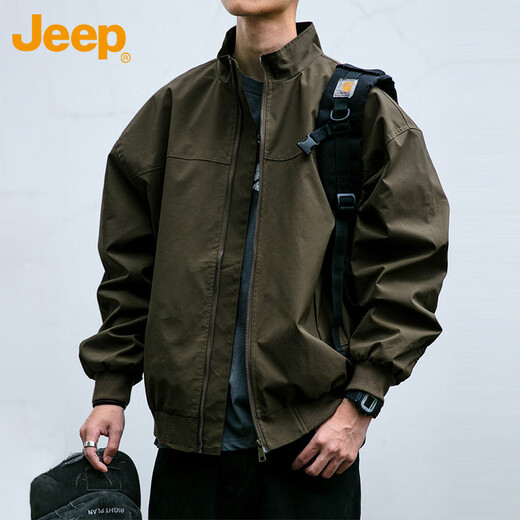 JEEP Jeep Jacket Men's Jacket Autumn and Winter Stand Collar Executive Casual American Clothing Men's Army Green 2XL