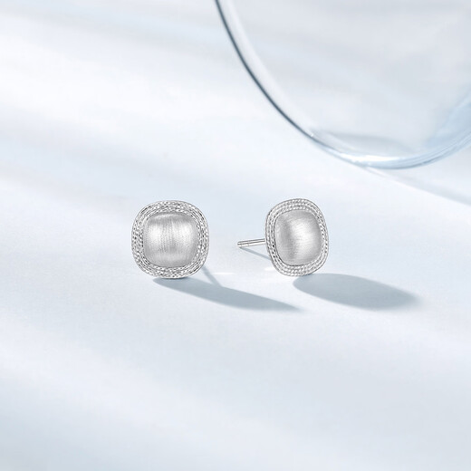 Chao Acer Bo Ya Fangyuan platinum earrings for women PT950 earrings brushed geometry as a gift for your girlfriend, priced at 290 yuan, 2.2g, one pair (free silicone ear plugs)