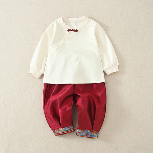 G.DUCKKIDS little yellow duck one-year-old clothes, baby boy's first week dress, Chinese style Tang suit children's 100-day banquet set, spring and autumn pavilion one-year-old clothes four-piece set 80 7-11 months (recommended for babies 75-85cm) cm