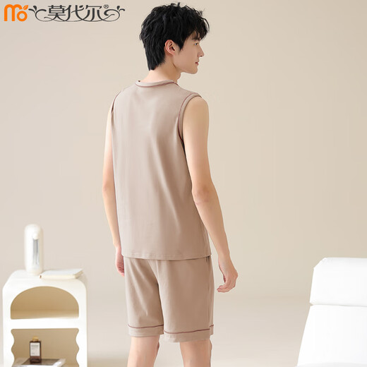 Pajama modal Summer masculino 100% puro pantalones cortos de chaleco sin mangas de algodón para chaleco de verano para hombres Juego de ropa para el hogar 02J13658 L