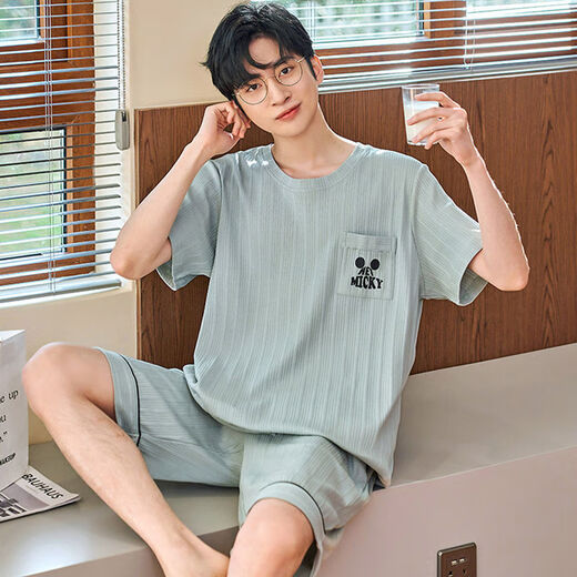 Arctic Velvet Summer Cotton Pyjamas Herren Sommer-Kurzärmel-Shorts Teenager Cartoon-Anzug Sommer Dünne lose große Heimkleidung H9928 (kurzärmelige Shorts) L (Empfohlen 100-120 Jin [Jin gleich 0,5 kg]))