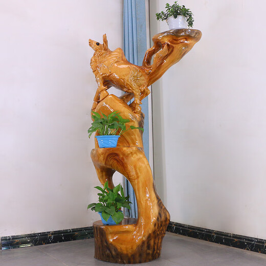 犀艺根雕花架树根实木博古架原木花盆架摆件架天然底座盆景架MH10975