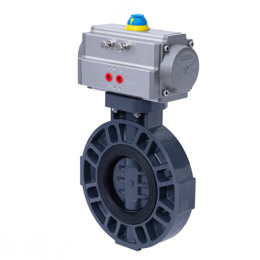 
D671X-10S Pneumatic Plastic Butterfly Valve Pneumatic UPVC Butterfly Valve Pneumatic PVC Butterfly Valve DN50-DN300 DN50 (63mm) 2 inches