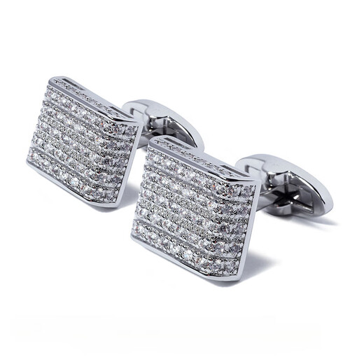 NOSSKISS light luxury square sparkling crystal cufflinks French shirt cufflinks men's cuffs cuff gift box birthday gift silver