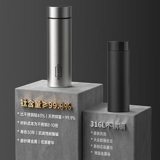 Chuidahuang Pure Titanium Insulated Cup Business Titanium Cup Tea and Water Separation Titanium Cup Men and Women Gift Water Cup Deep Space Gray 450ml