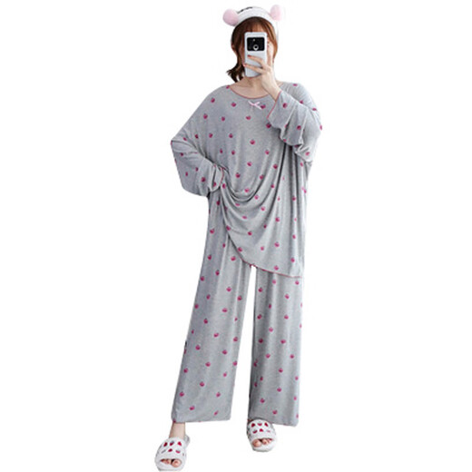 Langsha (Langsha) Fat Girl Pajamas de gran tamaño para mujeres Mangas largas Lindo versión coreana Luz Fat 200 Jin [Jin equivale a 0.5 kg] Juego de ropa para el hogar Número de artículo White 16819 L (110-160 Jin [Jin equivale a 0.5 kg])