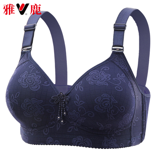 雅鹿高档新款大码提花薄杯三排扣中老年聚拢全罩杯文胸无磁无钢圈侧收 肤色【单件装】 S 36/80