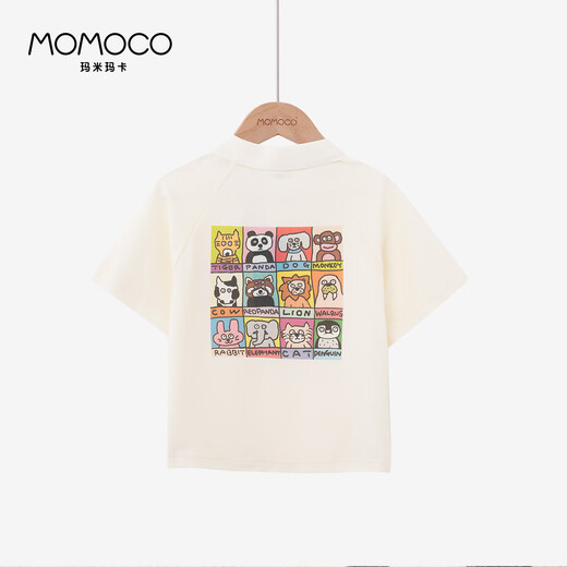 
Mamimaca MOMOCO children's short-sleeved POLO shirt T-shirt boys fashion cartoon polo shirt children's clothing beige 130