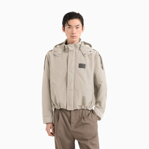 阿玛尼（ARMANI）25夏季新款男士可拆连帽立领短款夹克外套 U1098-曙光咖色 S 46 (：120-130斤)