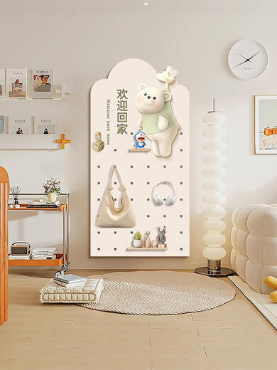 Sweet Miaomiao Welcome Home Creative Entry Wall Hole Board Cream Bear Entrance Entrance Storage Rack Partition Display Rack Trendy Cool Bear 90*180