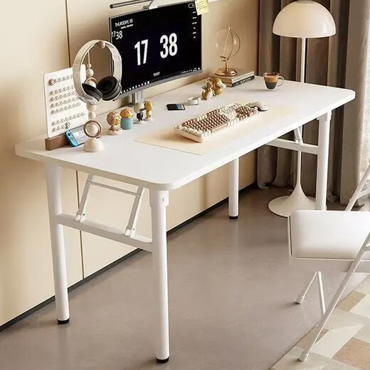Jingcai computer table home folding table desk study table office desk training table long table JZ35 white 120*60cm