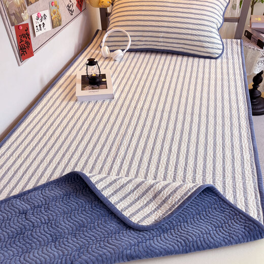 TENGAI HOME TEXTILE one side pure cotton and one side baby velvet bed cover single student dormitory three-piece set of cotton quilted sheets mattress cushion lime blue one side pure cotton one side velvet, double-sided single bed cover 90*200cm suitable for 0.9m dormitory bed