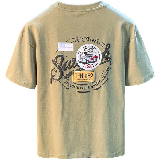 JEEP SPIRIT夏季高端短袖男2025年新款潮流印花T恤上衣高支新疆棉宽松体恤衫 白色 【JSW9906】 M 适合90-108斤穿