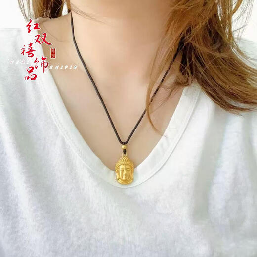 OIDSG Old Phoenix 999 Sand Gold Pendant Boutique Large Buddha Head Pendant Gold Shop Tathagata Buddha Black Rope New Chinese Style Necklace Solid Guanyin 30g M