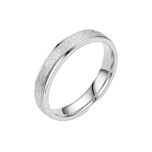 Gypsophila frosted black and white ring for men and women niche high-end design couple rings titanium steel non-fading ring Gypsophila frosted silver ring No. 8 reference weight 115-125Jin Jin is equal to 0.5 kg and is worn by the crowd