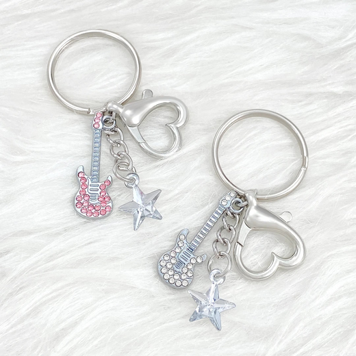 American Hot Girl Style Y2K E -Gitarrenstar Schlüsselbund in Retro Trockener jubilanter Bass Schlüsselbeutel Keychain Gitarre Keychain - Weiß