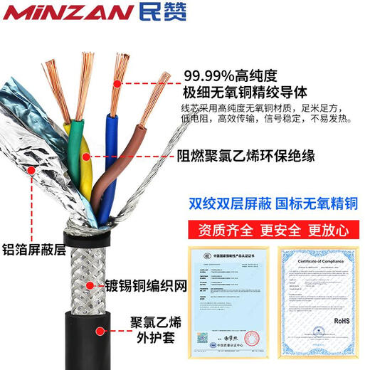 RVSP/RVVSP twisted pair shielded wire 24681012 core 0.30.5 square 485 communication signal line 100 meters national standard package inspection RVVSP twisted pair shielded wire 10 core 0.2 square millimeter