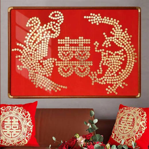 Pupan Five Cent Münze, die den Hochzeitscharakter -Fotorahmen Dragon und Phoenix Chengxiang 50 Cent Foto Frame Velvet -Stoffvorlage handgefertigtes DIY -Engagement und Ehe Voller Fotorahmen + Velvet -Stoffvorlage + Münzkleber + organischer Dragon und Phoenix CHEGENGIANG 80*120CM ROINHEIL -RAISHAUS 829 829 benötigen 829 benötigt 829