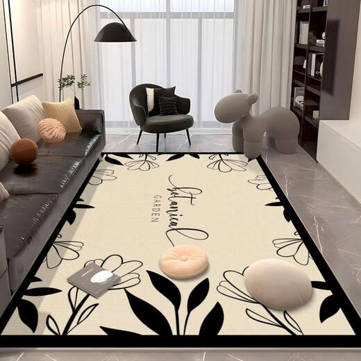 Carpet New Chinese Style Living Room Light Luxury High-end Chinese Style Sofa Tea Table Bedroom Bedside Carpet Study Tea Room Large Area RM6169 120cm*160cm [Crystal Fleece]