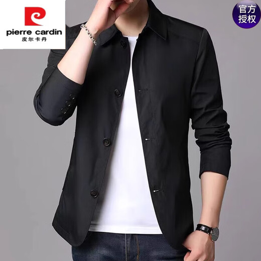
Pierre cardin new lapel jacket men's spring and autumn thin business casual solid color jacket 1048 light gray M