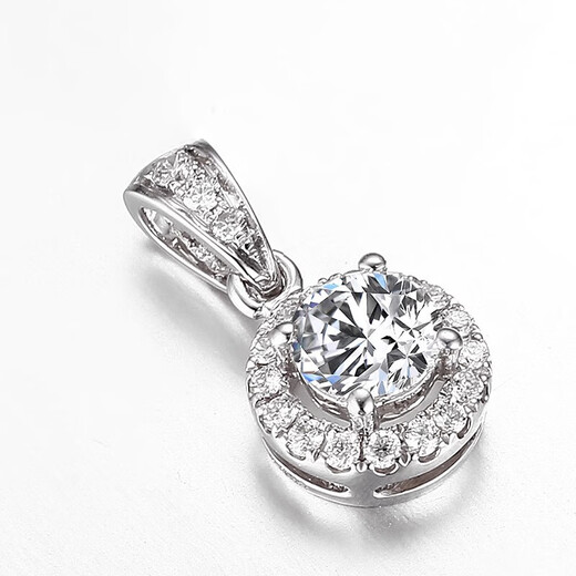 Central Platinum 18K gold necklace micro-set round carat sparkling diamonds and moissanite clavicle chain to express your love for Chinese Valentine's Day as a wedding gift S925-1 carat D color moissanite + silver chain