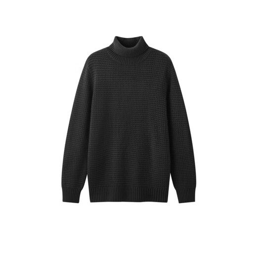 Semir sweater men's turtleneck winter sweater textured cable base sweater black 90001 S