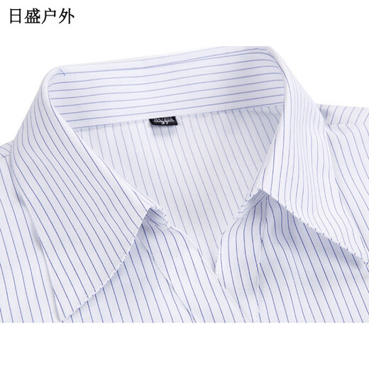 何佳功建行工作服女式正装领白底蓝色竖条纹短袖衬衫方领修身银行工作服 3882女V领修身浅兰斜纹长袖 43(180_104A)