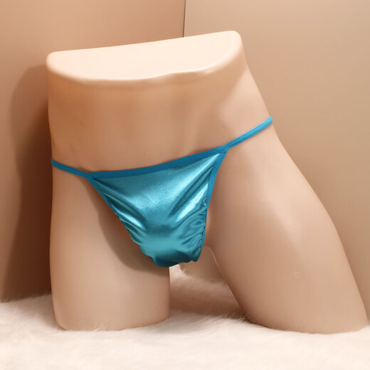 Men's Thong Satin Large Size Hot Low Waist Seamless Underwear Solid Color Thin Strap One Thread Youth Summer T-Pants XXL Recommendation 160-200Jin Jin equals 0.5kg Black