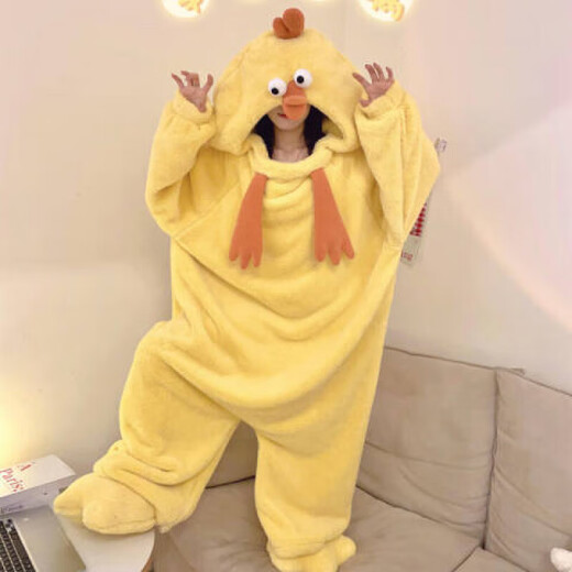 
Sangpu funny couple one-piece pajamas for men and women in autumn and winter thickened coral velvet cartoon large size sleeping bag plush home clothes single piece nightgown 4839 single robe M