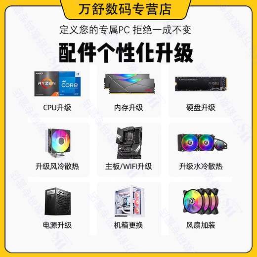 Wanshu 12th generation i3 12100F independent display host Core i3 10100F quad-core colorful business office computer host host desktop computer assembly computer DIY computer configuration one