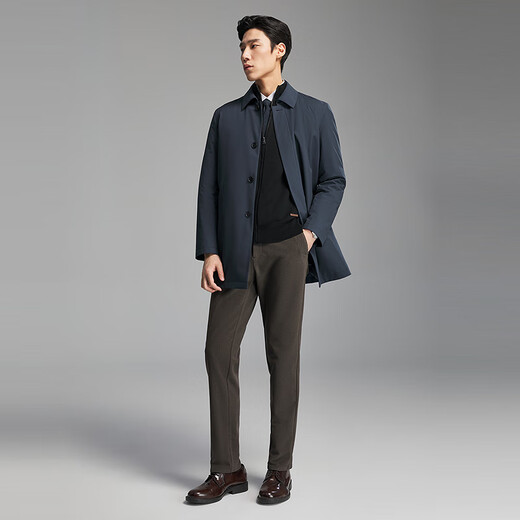 Youngor Removable Goose Down Liner Windbreaker Jacket Men's 25 Autumn and Winter Warm, Skin Friendly and Smooth Classic Lapel Business Suit Gray Blue VYYF419865HFA XL 180/100A (Recommended 150-160 Jin Jin equals 0.5 kg)