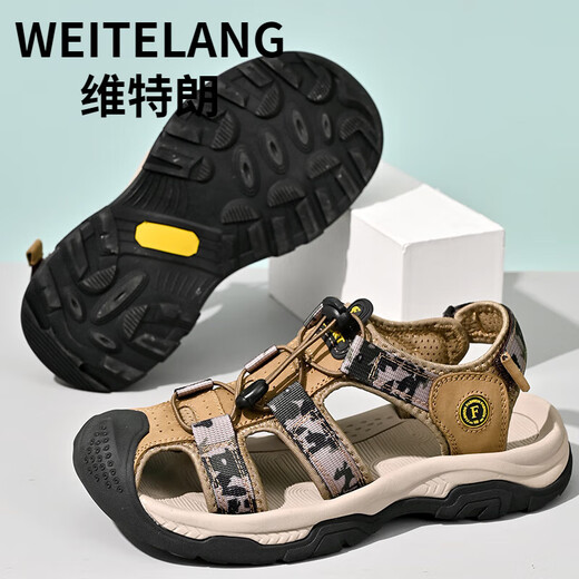 WEITELANG维特朗夏季包头凉鞋男士2025新款防臭防水外穿两用防滑沙滩鞋凉拖鞋 9898黑色 43