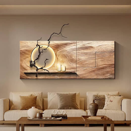 Pupanfeng Wohnzimmer Dekoration Gemälde Retro fühlen Sofa Hintergrund Wandhänge Malerei Einfaches Atmosphäre Teelaum Wandlampe Style C-Dead Holz Spring 12048c menschliche Körper Erfassungslampe Malerei Versorgung 220