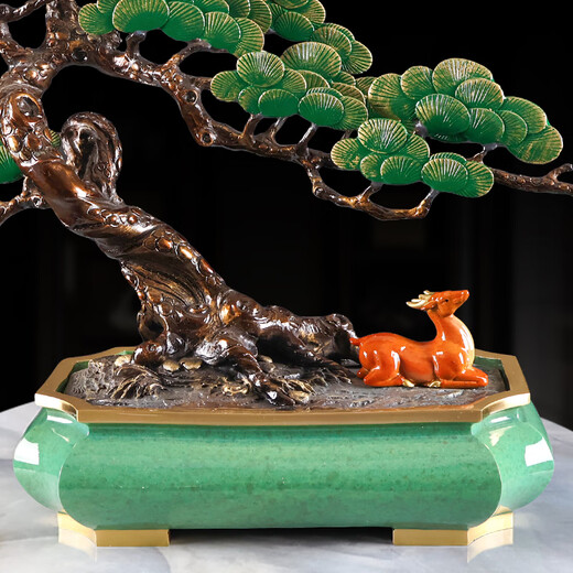 
Jinfuxi Welcoming Guest Pine Brass Large Ornament High-end Atmospheric New Chinese Style Living Room Office Villa Decoration Company Opening Gift BJ1391---Welcoming Guest Pine