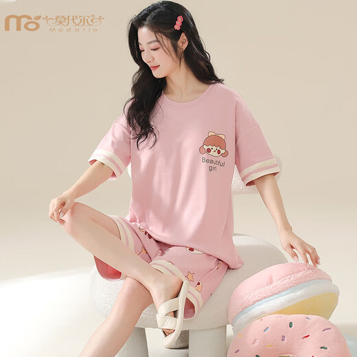 莫代尔夏季女士胖MM短袖睡衣套装家居服大码韩版宽松春秋卡通可外穿可爱 KNC3519 XL