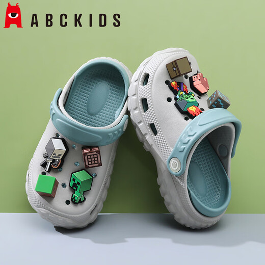 ABC KIDS boys' clogs minecraft beach shoes non-slip bathroom baby slippers children's soft bottom lightweight sandals gray minecraft 35-36 inner length 22cm/foot length 21-21.7cm