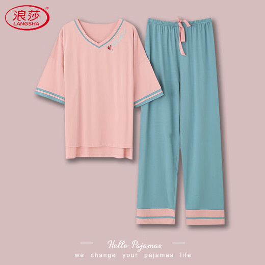 LangSha pyjama mère d'âge moyen et âgé pantalon à manches courtes d'été pour femmes 2025 nouveau costume de vêtements de maison pour femmes de dessin animé mince YD7371 3XL