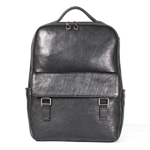 NOSSKISS International Luxury Brand Men's Genuine Leather Large Backpack Head Layer Cowhide Square Backpack Men's Father's Day Gift Black