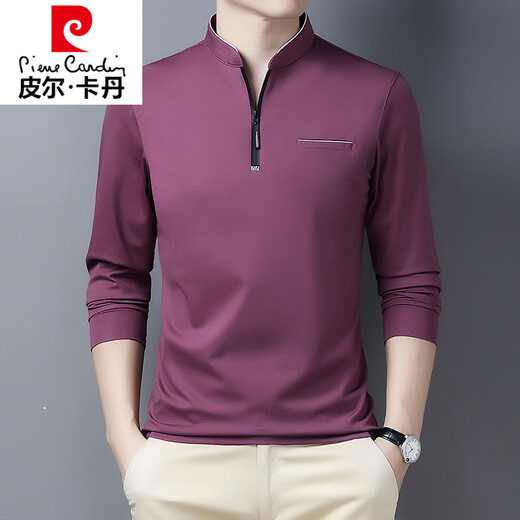 
Pierre cardin men's long-sleeved T-shirt 2025 autumn new trendy loose top casual stand collar sweatshirt men's light luxury 6625 Baolan M [90-110Jin [Jin equals 0.5 kg]]