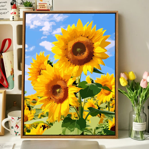Yonghuan Healing Sunflower Цифровая масляная живопись DIY Раскраска картина гостиная, висящая живопись декоративная картина, расписанная на масле