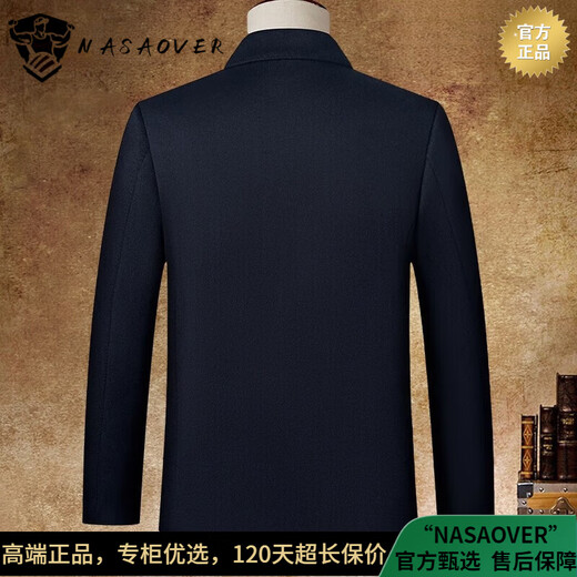 Nasaover Light Luxury Men's veste d'hiver court 100% pur en laine en laine en laine de laine d'âge moyen épaissie de veste d'hiver chaude bleu marine masculin m