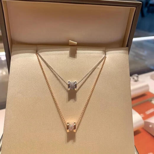 Kawamori small waist necklace 18K rose gold mini spring trumpet color gold full diamond pendant clavicle chain for women high-end rose gold mini spring trumpet