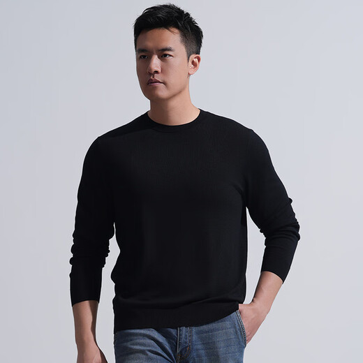 Longya Yinzhi Yunrong Merino wool round neck/V neck/half turtleneck sweater autumn and winter men's casual top, dark gray (round neck) M 175/96A