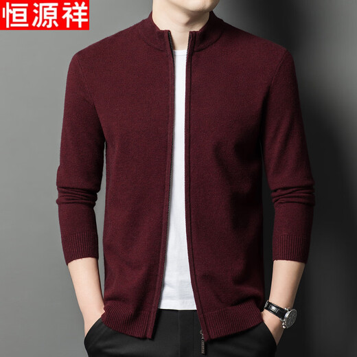 Hengyuanxiang [со шерстью] Zipper Cardigan Jacket Мужской автономный свитер. Случайный свитер осень и зимний стиль черный серый l