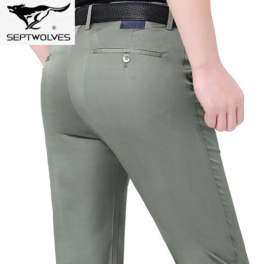 Sieben Wölfe Frühlings- und Herbst mittlere Hose mittleren Alters im mittleren Alter mit geradlinigen Hosen im mittleren Alter mit mittleren Altershosen mit hoher Taille Lose Den Dünnstil 9226-1: Khaki 29